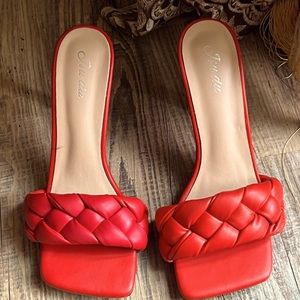 Red pretty slip on sexy shoes